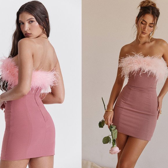 HOUSE OF CB 'Alexa' Warm Pink Mini Dress NWOT - Picture 1 of 13